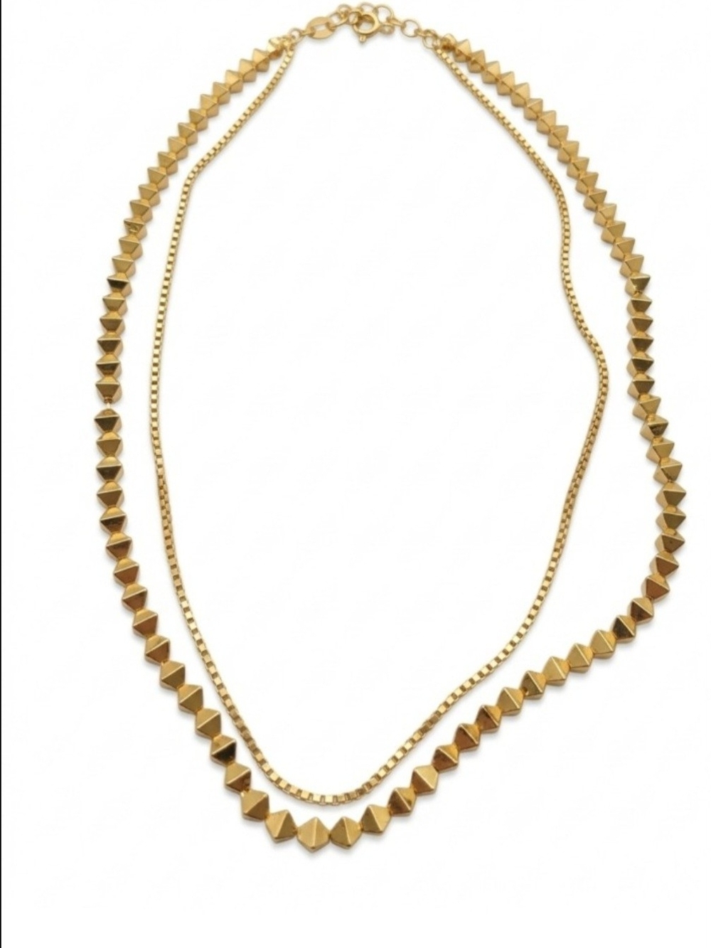 Vintage Monet Gold Pyramid Statement Necklace 90s Clubwear Modernist Glam 15"